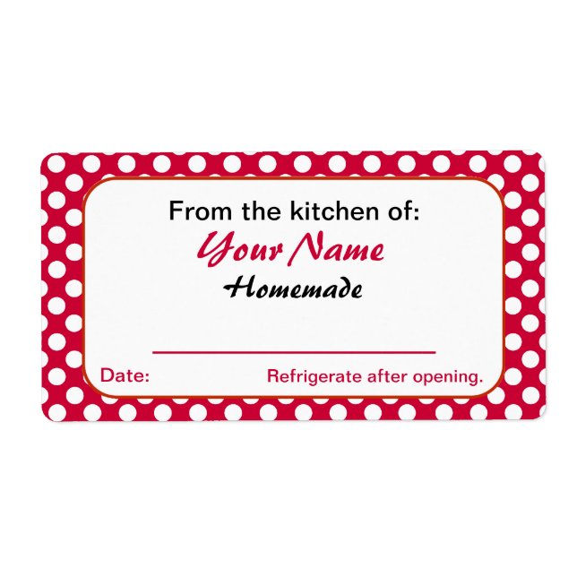 Red Dots Personalised From the Kitchen Of Labels (Front)