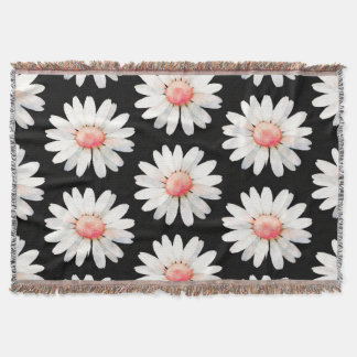 Red Dotted Daisy's Throw Blanket