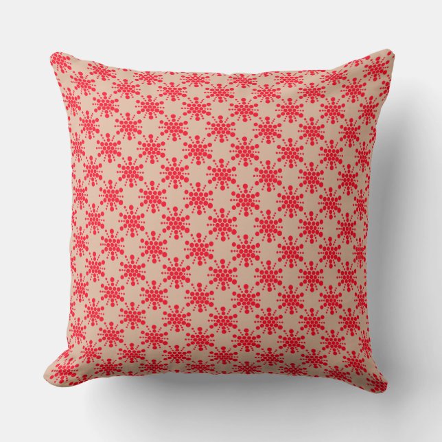 Red dotted stars on taupe cushion (Front)