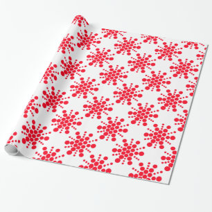 Red dotted stars on white wrapping paper