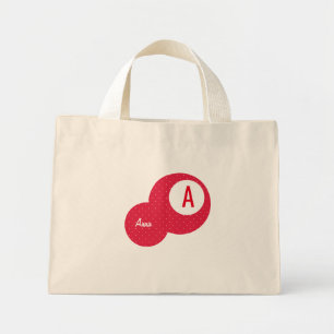 Red Dotty Personalised Monogram  Mini Tote Bag