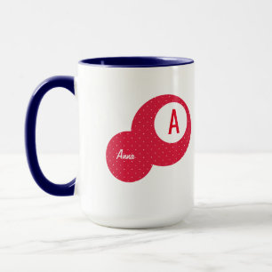 Red Dotty Personalised Monogram Mug