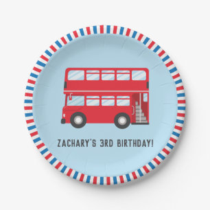 Red Double Deck London Bus Birthday Party Supplies Paper Plate