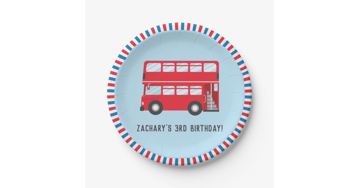 Ficticio Ventana mundial Inmuebles Red Double Deck London Bus Birthday Party Supplies Paper Plate | Zazzle