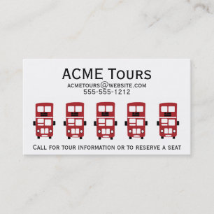 Red double decker bus business card