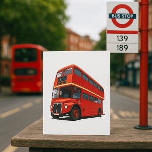 Red Double Decker Bus Classic London Transport Invitation