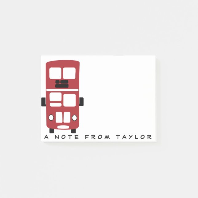 Red double decker bus custom notepad (Front)