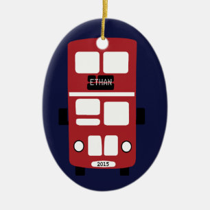 Red double decker bus custom ornament