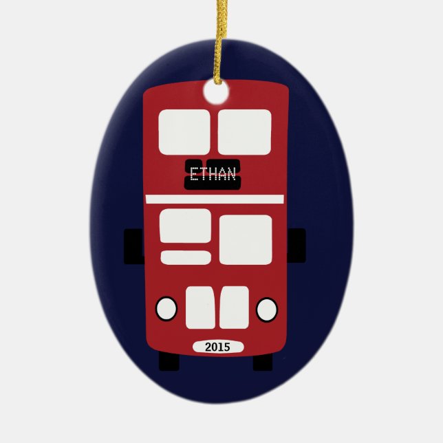 Red double decker bus custom ornament (Front)