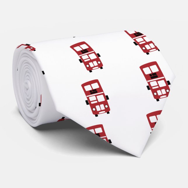 Red double decker bus custom tie (Rolled)