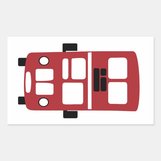 Red double decker bus rectangle sticker (Front)