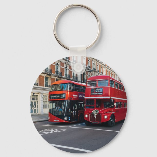 Red Double Decker Buses Key Ring (Front)