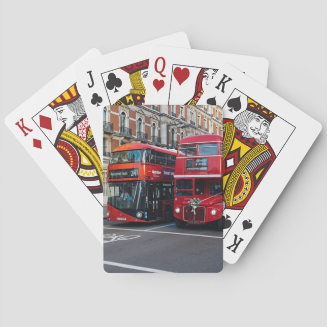 Red Double Decker Buses Playing Cards (Back)