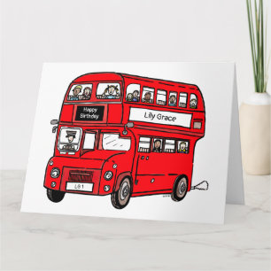Red Double Decker London Bus Birthday Card