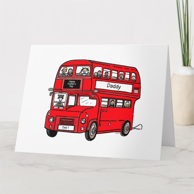 Red Double Decker London Bus Father's Day Card (Front)