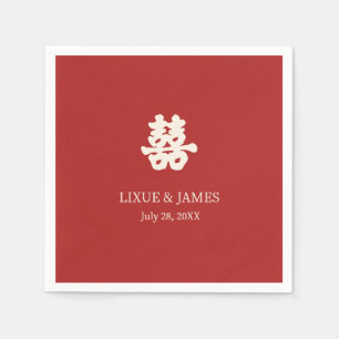 Red Double Happiness Chinese calligraphy asian N Napkin