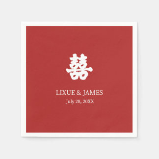 Red Double Happiness Chinese calligraphy asian Napkin