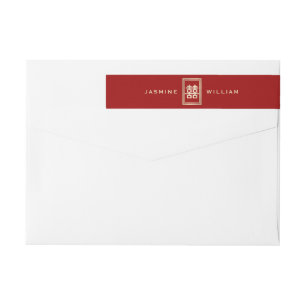 Red Double Happiness Chinese Wedding Address Label