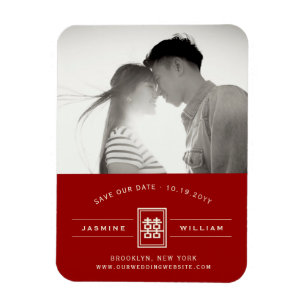 Red Double Happiness Chinese Wedding Save The Date Magnet