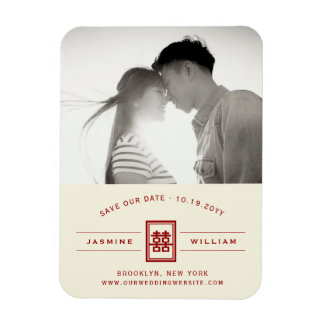 Red Double Happiness Chinese Wedding Save The Date Magnet