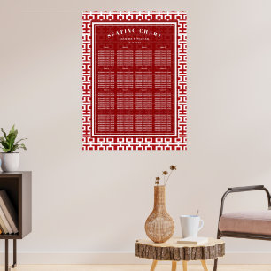 Red Double Happiness Chinese Wedding Seating Chart