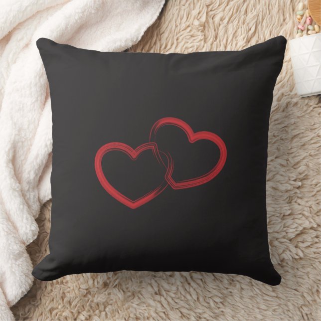 Red Double Heart Throw Pillow (Blanket)