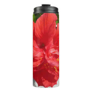 Red Double Hibiscus Thermal Tumbler