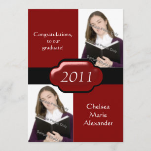 Red Double Photo Graduation Party Invitation