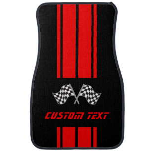 Red Double Race 🏎 Stripes - Flag   Personalise Car Mat