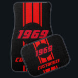 Red Double 🏎 Race Stripes | Personalise Car Mat<br><div class="desc">This stylish custom racing stripe car mats make a great gift for the race driving enthusiast. Cover your car floors in style with this unique race car styled design in a classic black and red double stripe that you can personalise with the year or your monogram plus add your own...</div>