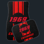 Red Double 🏎 Race Stripes | Personalise Car Mat<br><div class="desc">This stylish custom racing stripe car mats make a great gift for the race driving enthusiast. Cover your car floors in style with this unique race car styled design in a classic black and red double stripe that you can personalise with the year or your monogram plus add your own...</div>