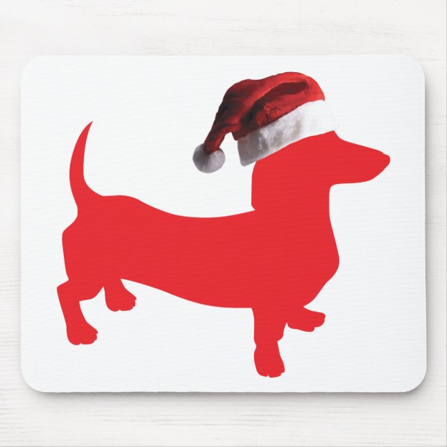 Red-Doxie---And-Santa-Hat Mouse Mat (Front)