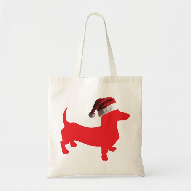 Red-Doxie---And-Santa-Hat Tote Bag (Front)