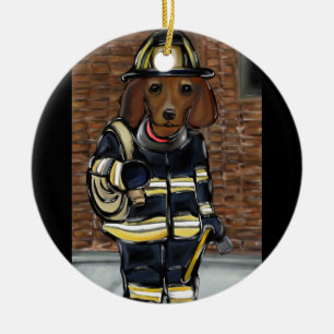 Red Doxie Ceramic Tree Decoration