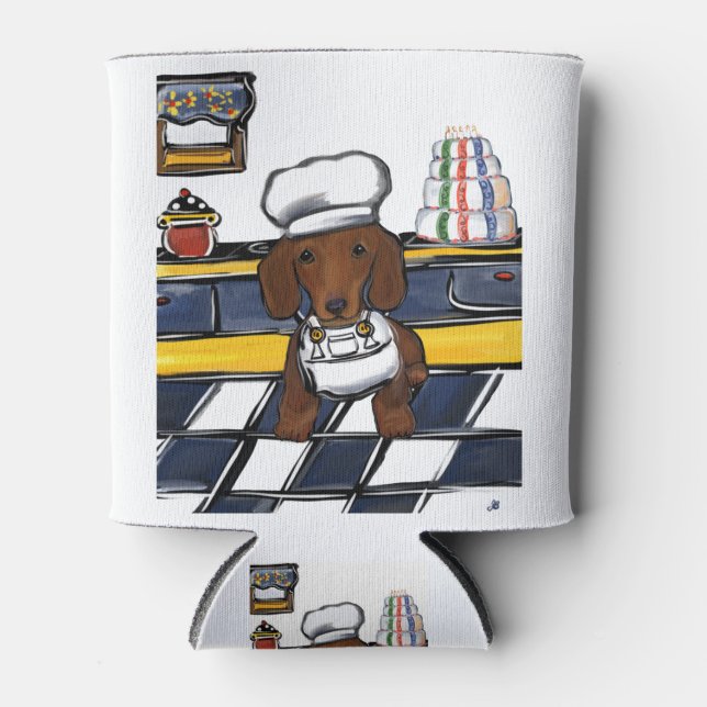 Red Doxie Chef Can Cooler (Front)