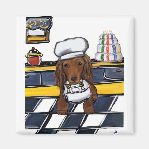 Red Doxie Chef Magnet
