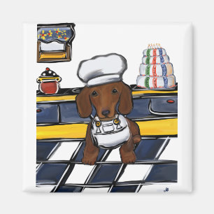 Red Doxie Chef Magnet
