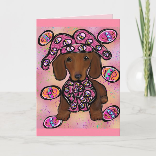 Red Doxie Easter Card (Front)