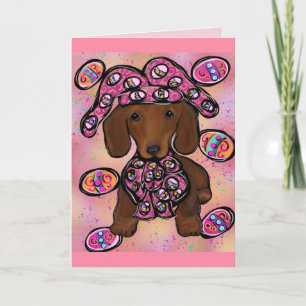 Red Doxie Easter Card