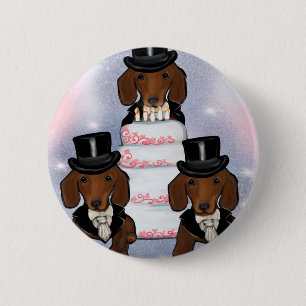Red Doxie Grooms 6 Cm Round Badge