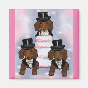 Red Doxie Grooms Magnet