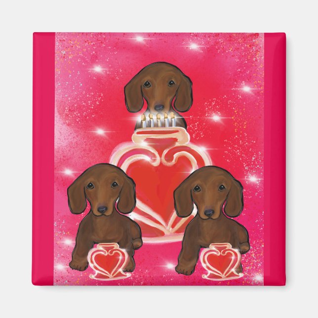 Red Doxie Valentine Magnet (Front)