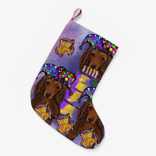 Red Doxies Mardi Gras Small Christmas Stocking