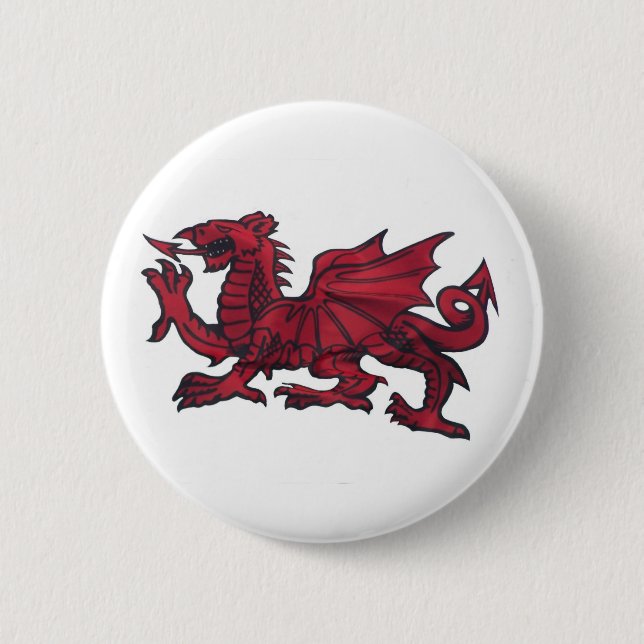 RED DRAGON. 6 CM ROUND BADGE (Front)