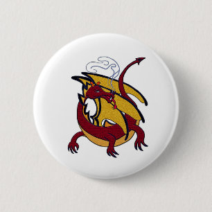 Red dragon 6 cm round badge