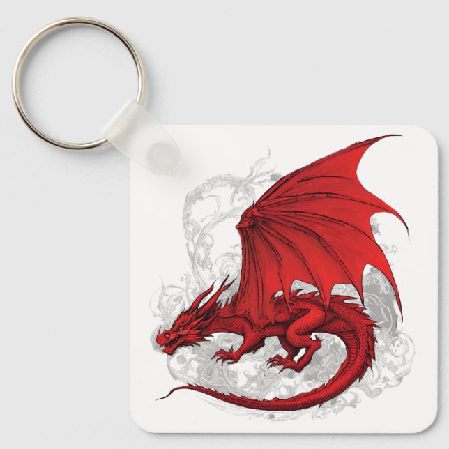 Red Dragon Abstract  Key Ring (Front)