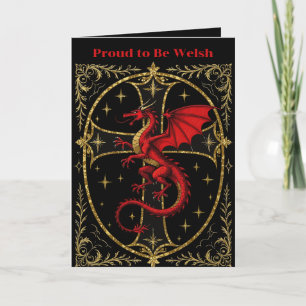 Red Dragon And Bold Black Cross Card