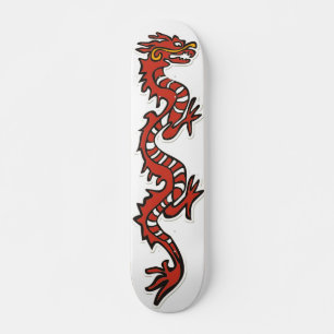 Red dragon artistic skateboard deck