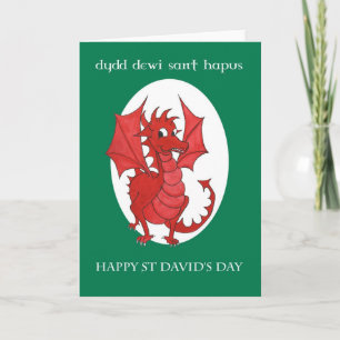 Red Dragon Bilingual St David's Day Greeting Card
