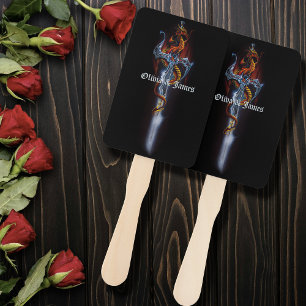 Red Dragon Black Hand Fan